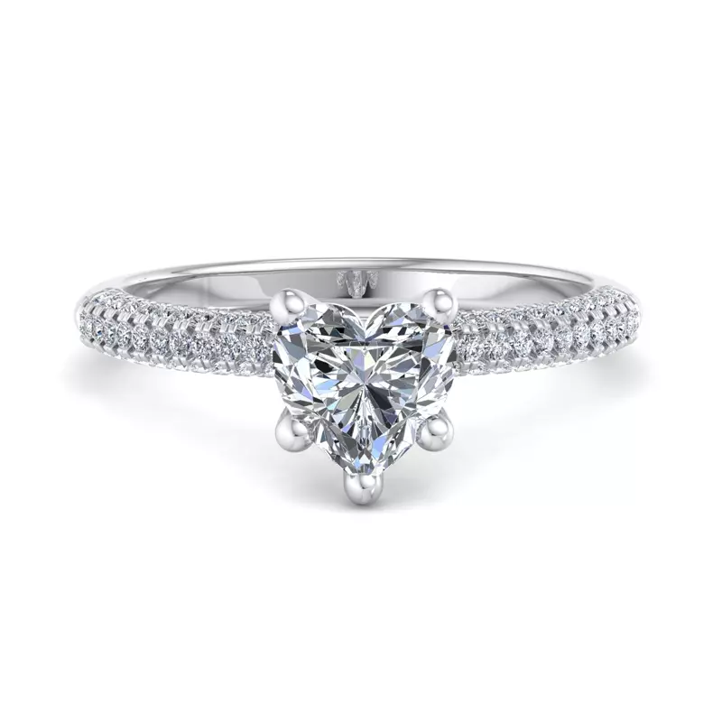 18K White Gold Kira Triple Pave Engagement Ring With Hidden Halo