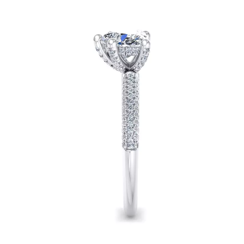 18K White Gold Kira Triple Pave Engagement Ring With Hidden Halo