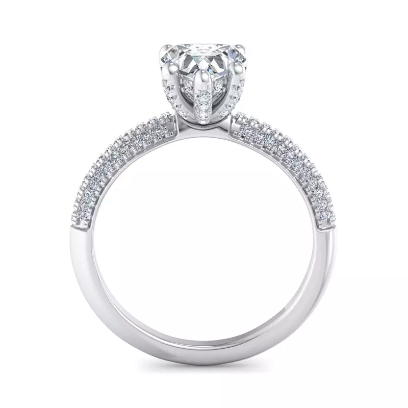 18K White Gold Kira Triple Pave Engagement Ring With Hidden Halo