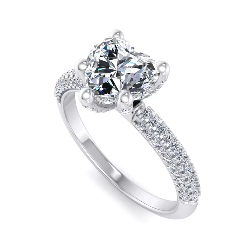 18K White Gold Kira Triple Pave Engagement Ring With Hidden Halo