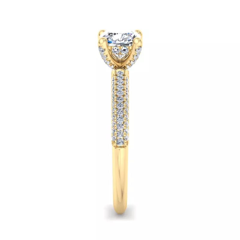18K Yellow Gold Kira Triple Pave Engagement Ring With Hidden Halo