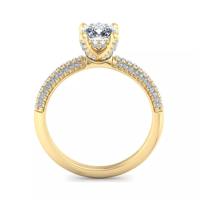 18K Yellow Gold Kira Triple Pave Engagement Ring With Hidden Halo