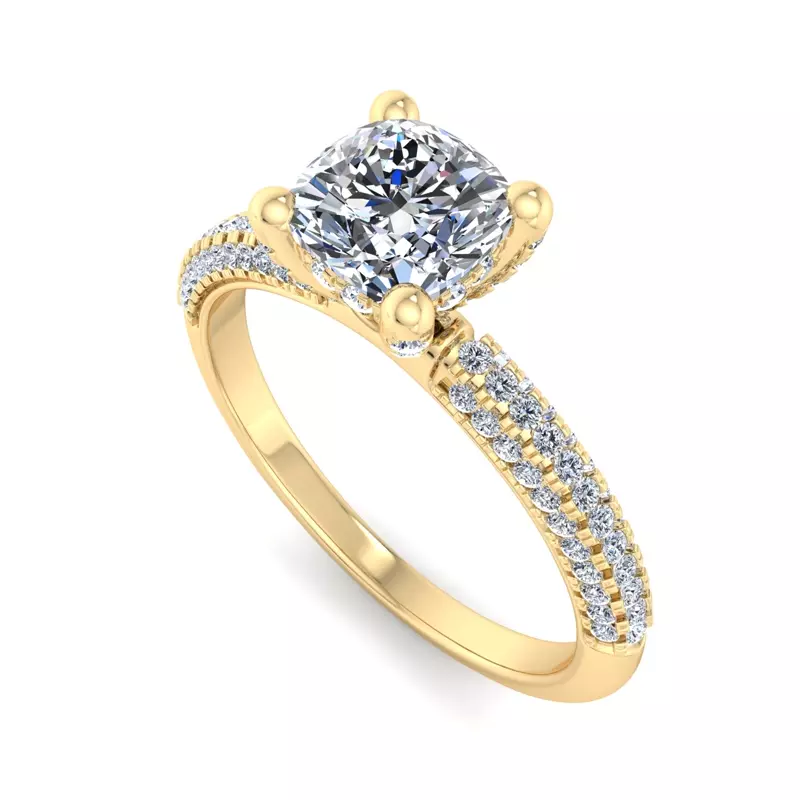 18K Yellow Gold Kira Triple Pave Engagement Ring With Hidden Halo