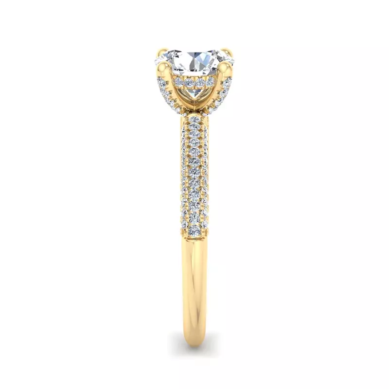 18K Yellow Gold Kira Triple Pave Engagement Ring With Hidden Halo