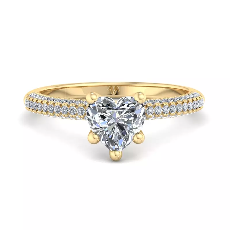 18K Yellow Gold Kira Triple Pave Engagement Ring With Hidden Halo