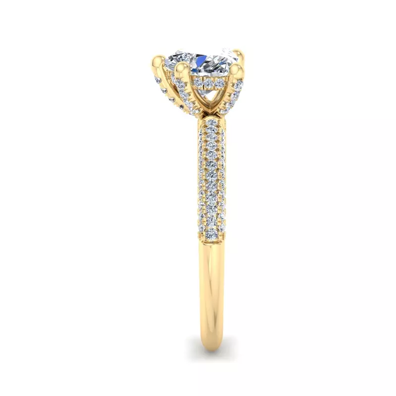 18K Yellow Gold Kira Triple Pave Engagement Ring With Hidden Halo