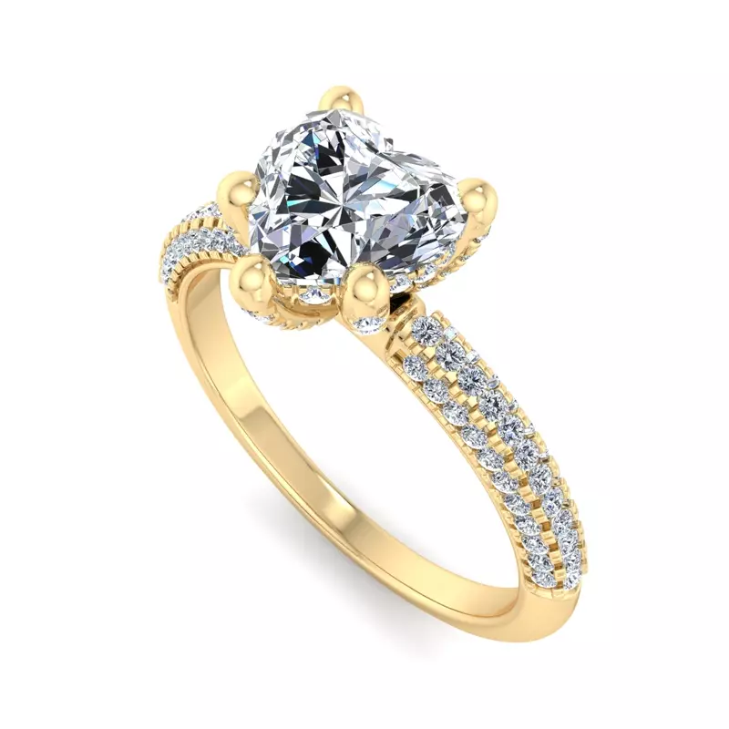 18K Yellow Gold Kira Triple Pave Engagement Ring With Hidden Halo