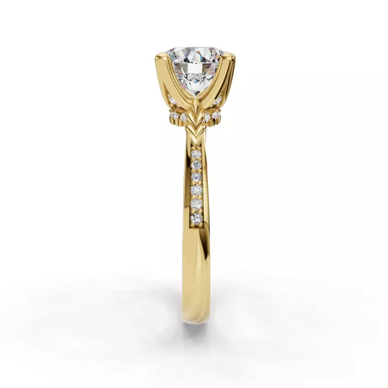 18K Yellow Gold Jolene Pave Engagement Ring