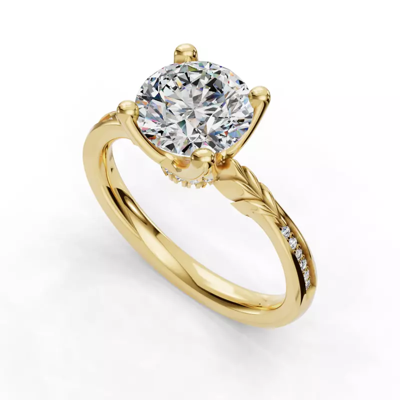 18K Yellow Gold Jolene Pave Engagement Ring