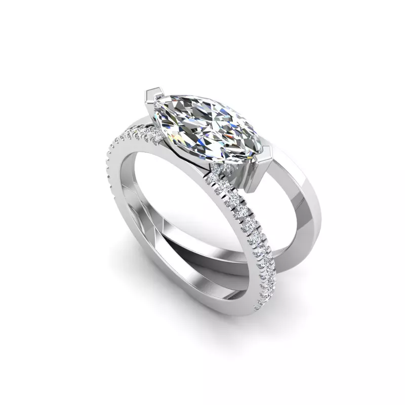 14K White Gold Hattie Split Band Engagement Ring