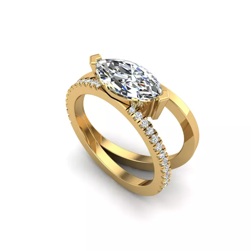 14K Yellow Gold Hattie Split Band Engagement Ring
