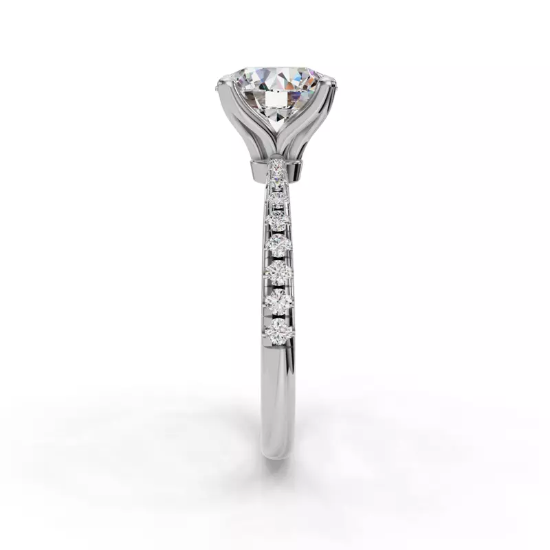 14K White Gold Emelia Pinched Pave Engagement Ring