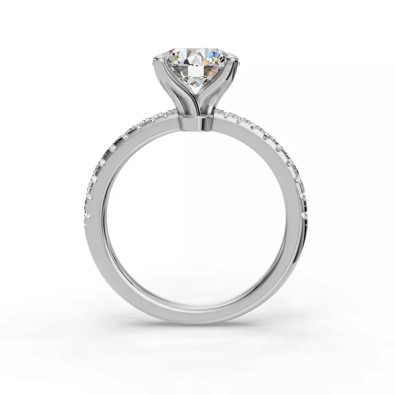 14K White Gold Emelia Pinched Pave Engagement Ring