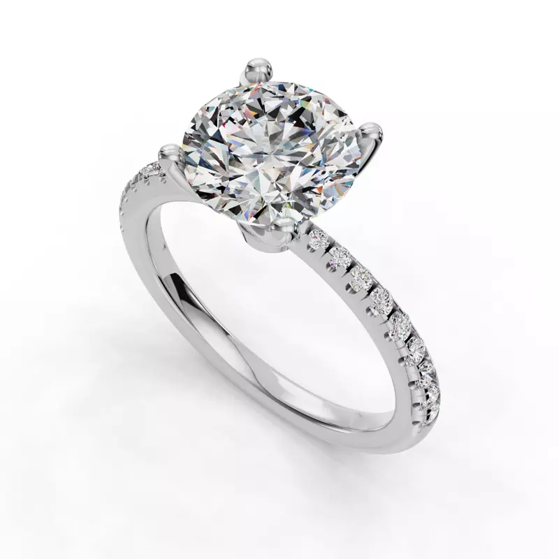 14K White Gold Emelia Pinched Pave Engagement Ring