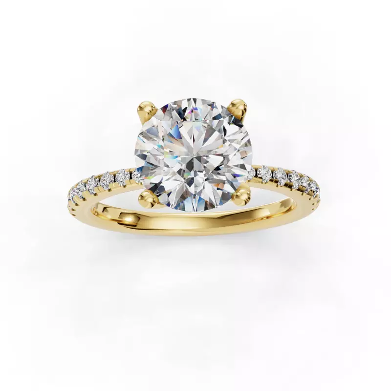 14K Yellow Gold Emelia Pinched Pave Engagement Ring
