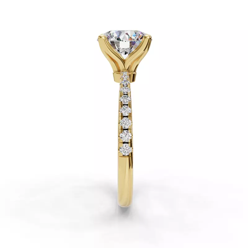 14K Yellow Gold Emelia Pinched Pave Engagement Ring