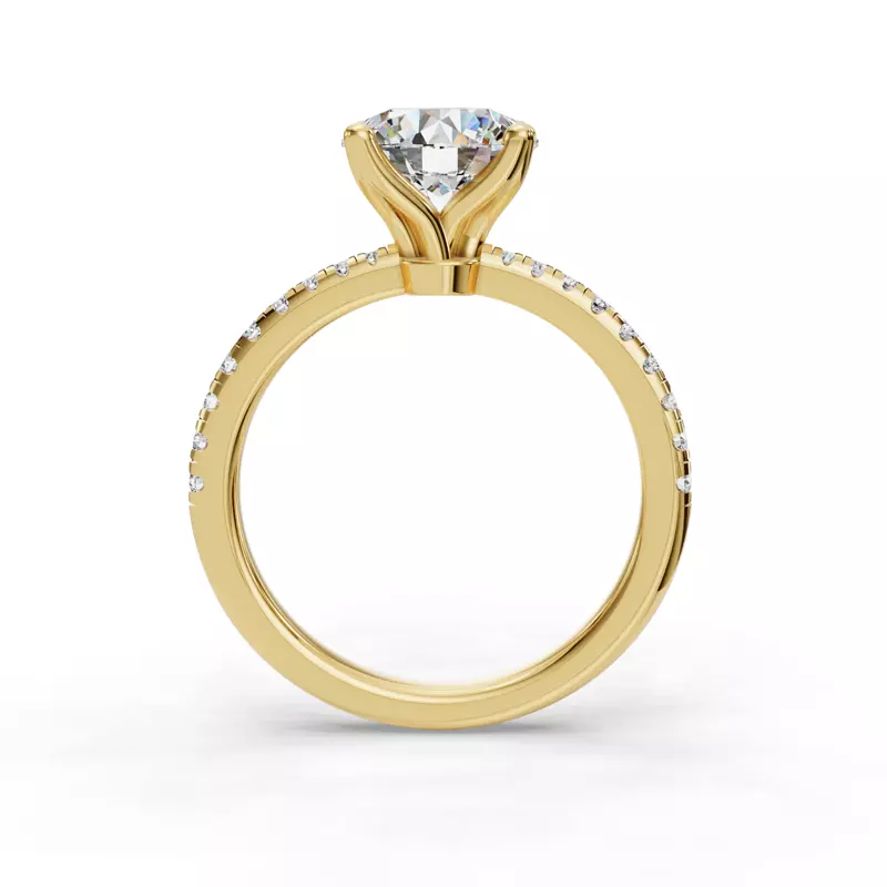 14K Yellow Gold Emelia Pinched Pave Engagement Ring