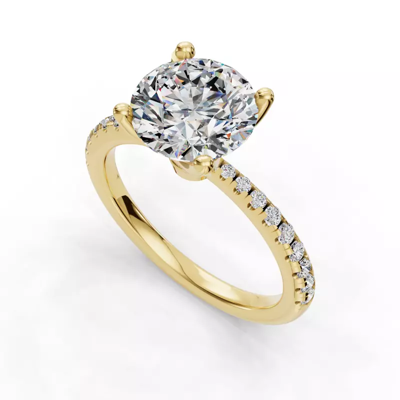 14K Yellow Gold Emelia Pinched Pave Engagement Ring