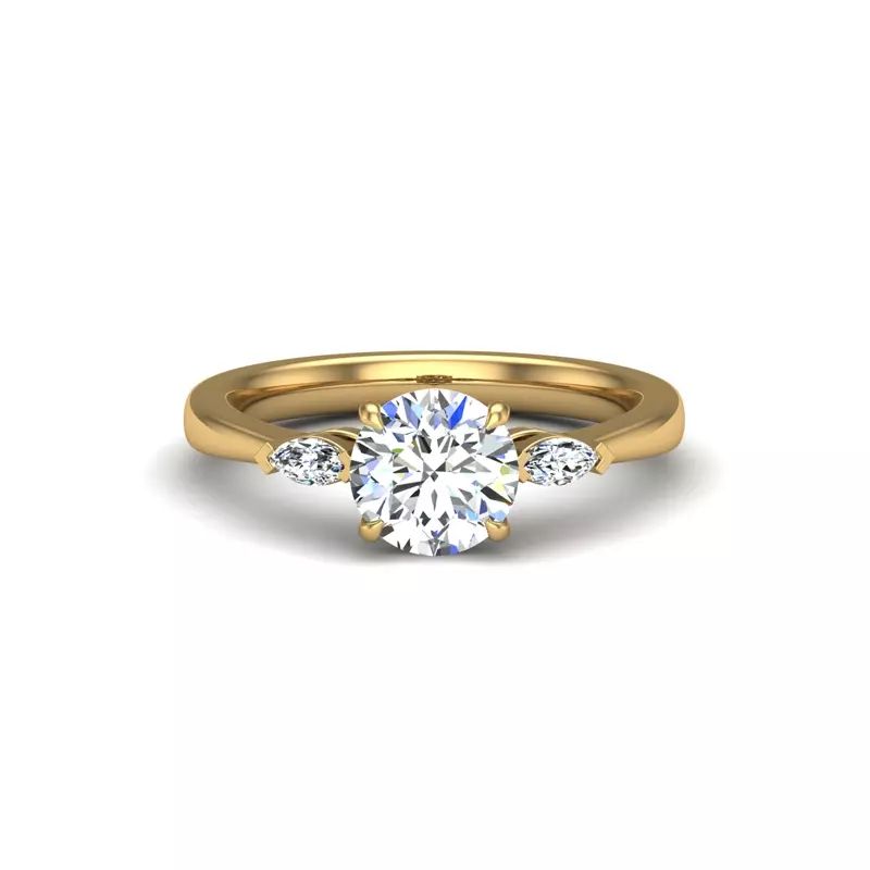 14K Yellow Gold Dorothy Three-Stone Marquise Engagement Ring