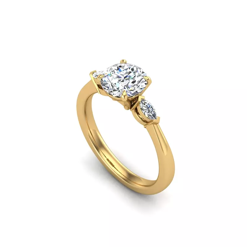 14K Yellow Gold Dorothy Three-Stone Marquise Engagement Ring