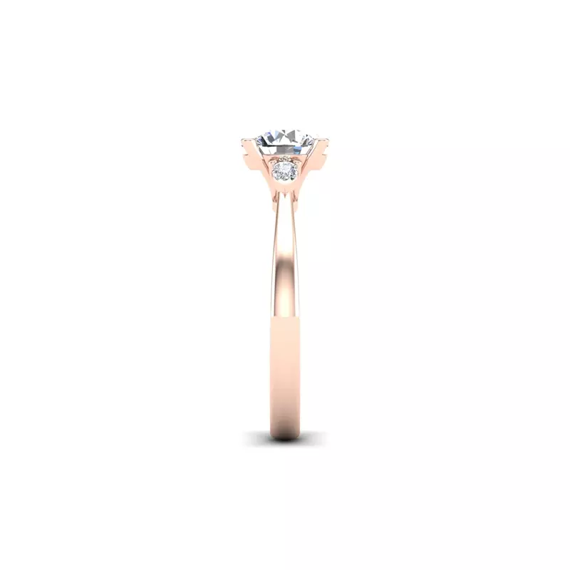14K Rose Gold Mira 3 Stone Ring With Pear Sides Engagement Ring