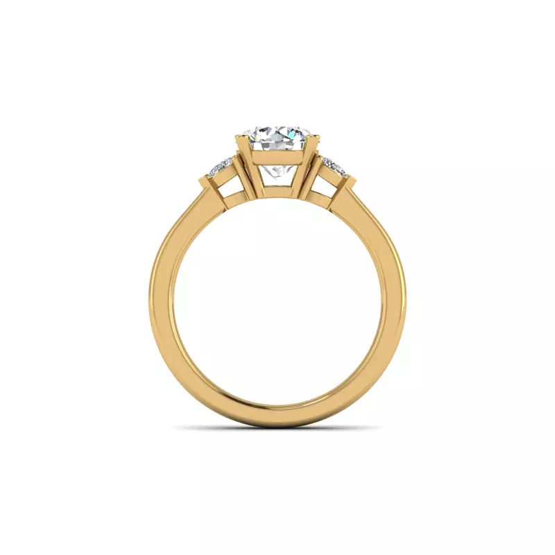 14K Yellow Gold Mira 3 Stone Ring With Pear Sides Engagement Ring