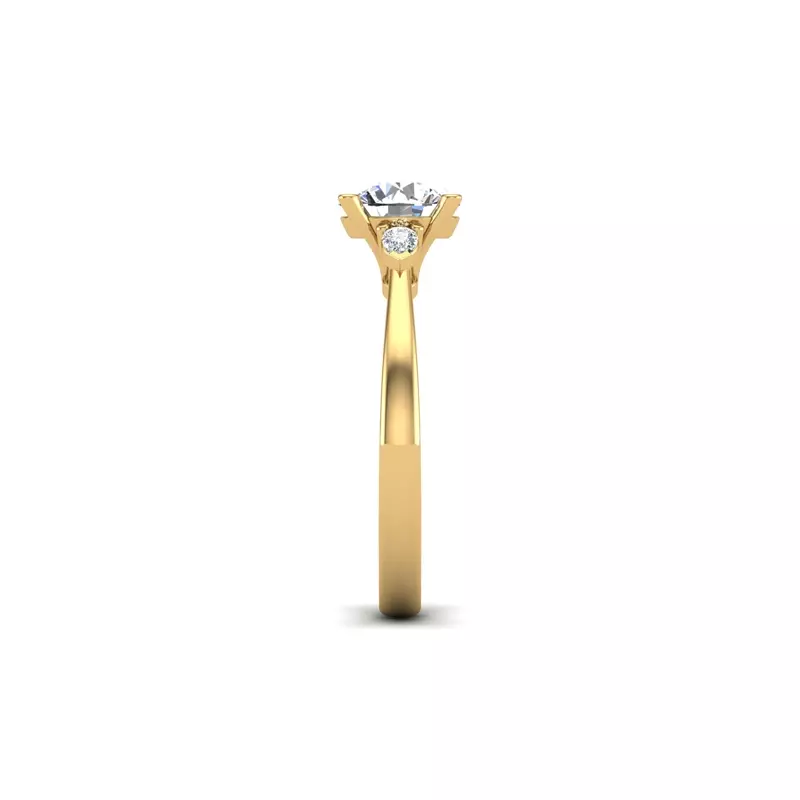 18K Yellow Gold Mira 3 Stone Ring With Pear Sides Engagement Ring