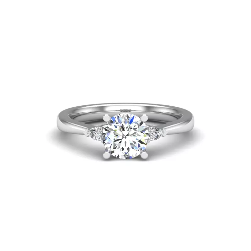 Platinum Mira 3 Stone Ring With Pear Sides