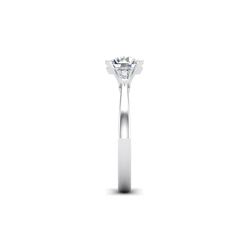 Platinum Mira 3 Stone Ring With Pear Sides