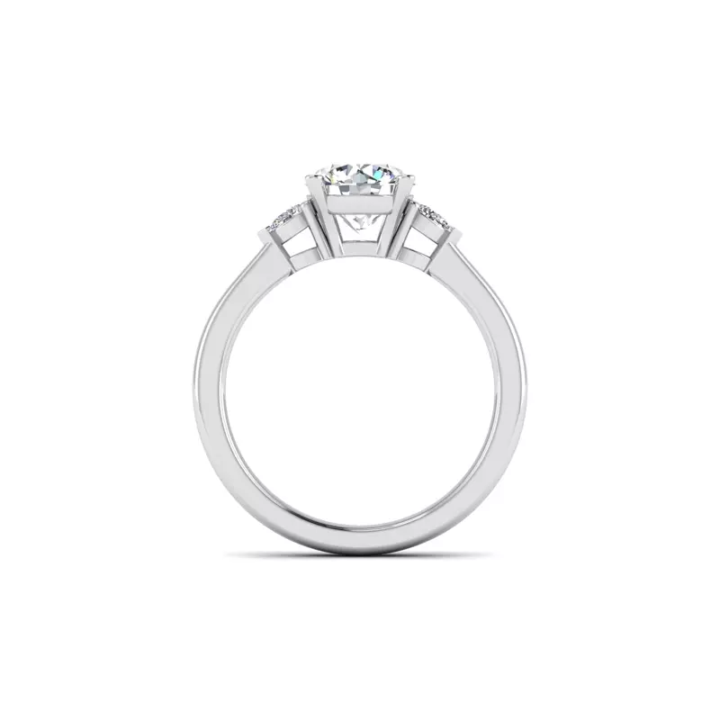 Platinum Mira 3 Stone Ring With Pear Sides
