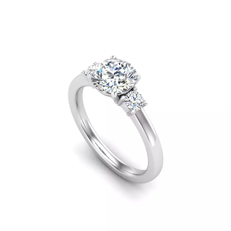 14K White Gold Oaklee 3 Stone Engagement Ring