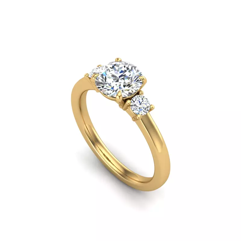 14K Yellow Gold Oaklee 3 Stone Engagement Ring