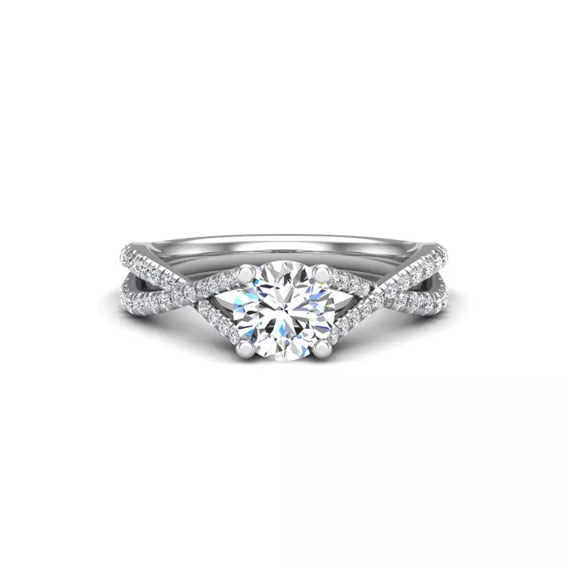 18K White Gold Averie Twist Shank Engagement Ring