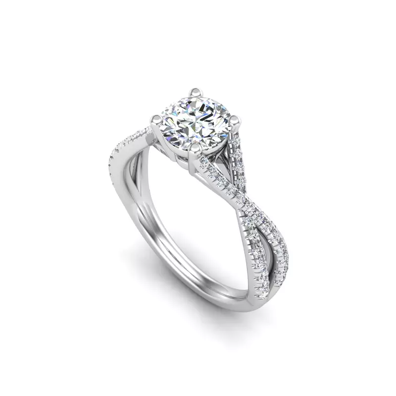 18K White Gold Averie Twist Shank Engagement Ring