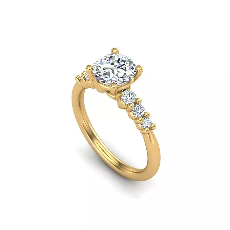14K Yellow Gold Angel 7 Stone Ring