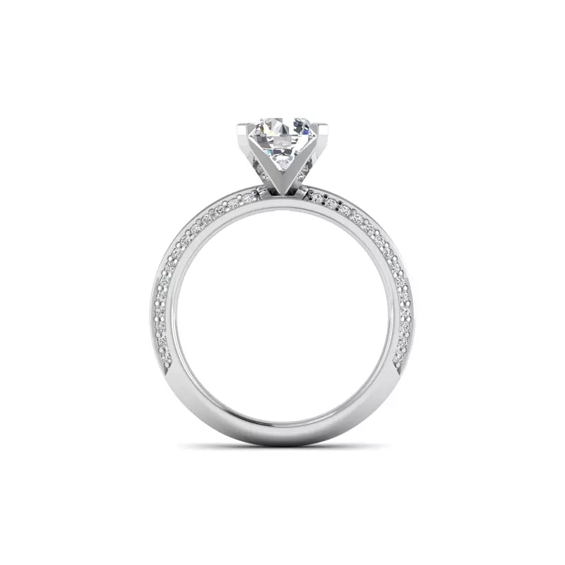 Platinum Raya Knife Edge Pave Engagement Ring