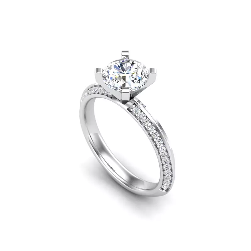 Platinum Raya Knife Edge Pave Engagement Ring