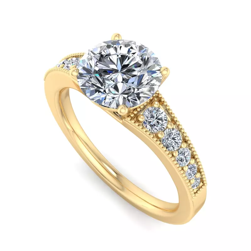 14K Yellow Gold Xiamora Pave Engagement Ring