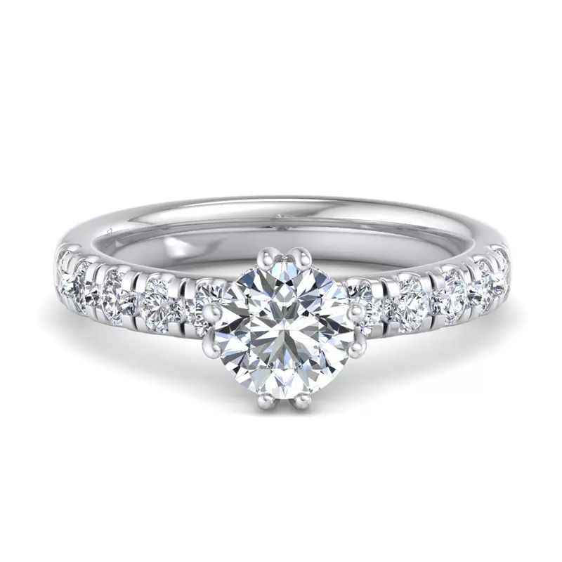 18K White Gold Antonella Double-Prong Hidden Halo Engagement Ring