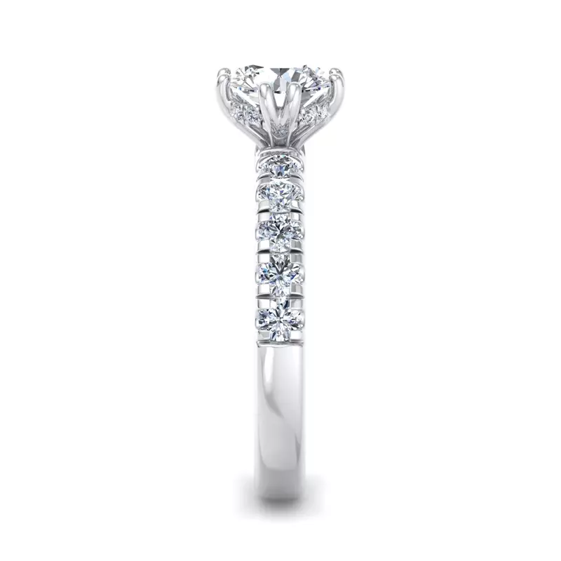 18K White Gold Antonella Double-Prong Hidden Halo Engagement Ring