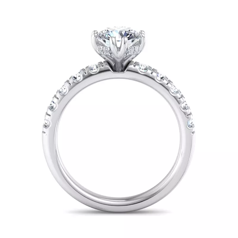 18K White Gold Antonella Double-Prong Hidden Halo Engagement Ring