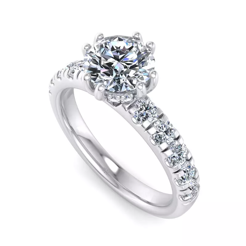 18K White Gold Antonella Double-Prong Hidden Halo Engagement Ring