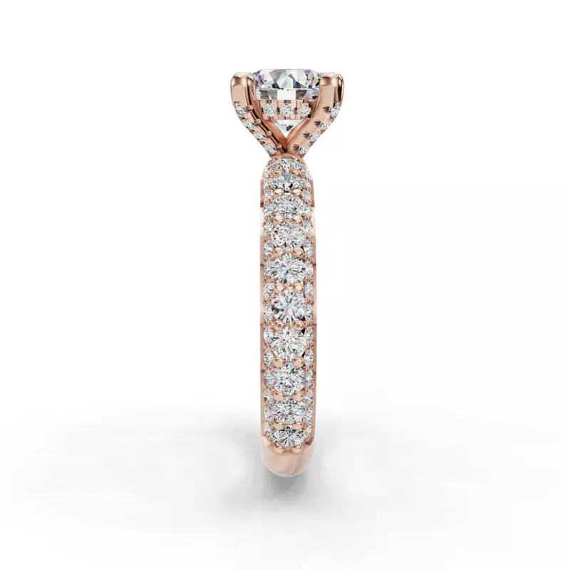 14K Rose Gold Skyler Rolled Pavé Engagement Ring