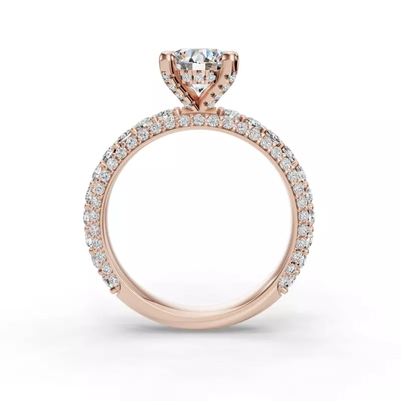14K Rose Gold Skyler Rolled Pavé Engagement Ring