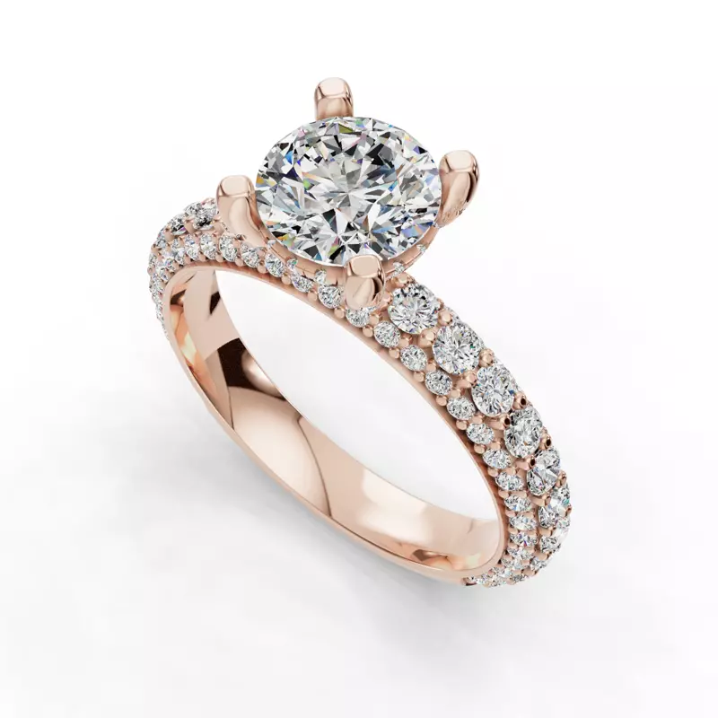 14K Rose Gold Skyler Rolled Pavé Engagement Ring