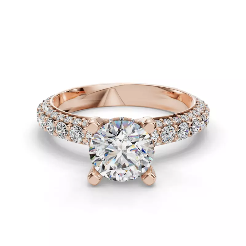 14K Rose Gold Skyler Rolled Pavé Engagement Ring