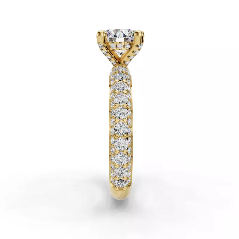 14K Yellow Gold Skyler Rolled Pavé Engagement Ring