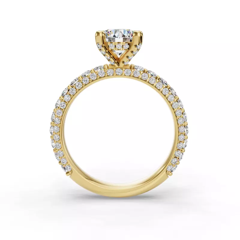 14K Yellow Gold Skyler Rolled Pavé Engagement Ring