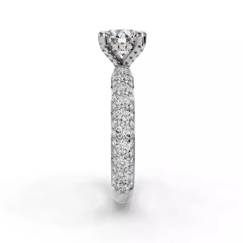18K White Gold Skyler Rolled Pavé Engagement Ring