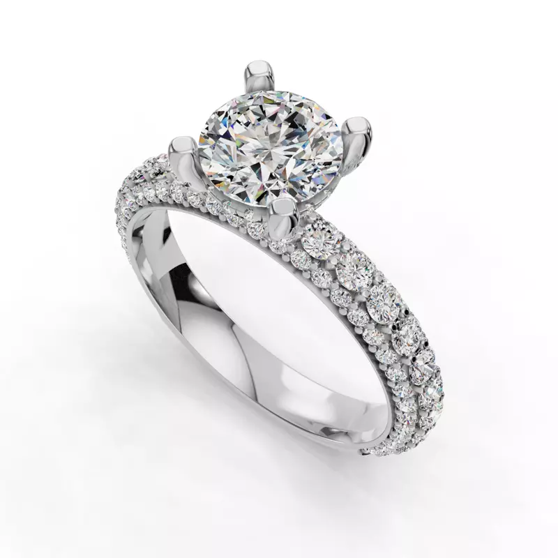 Platinum Skyler Rolled Pavé Engagement Ring